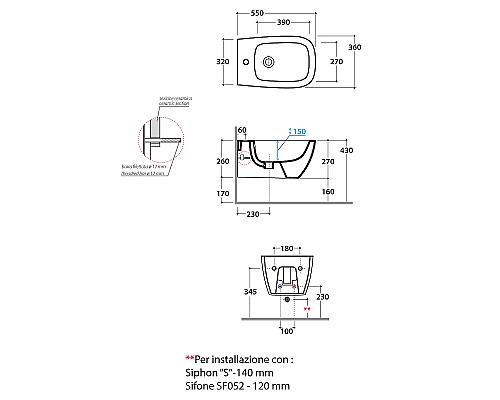 Биде Globo Genesis GNS09.BI*1 подвесное Белое