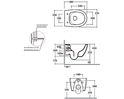 Унитаз Globo 4ALL MDS04.BI подвесной без сиденья