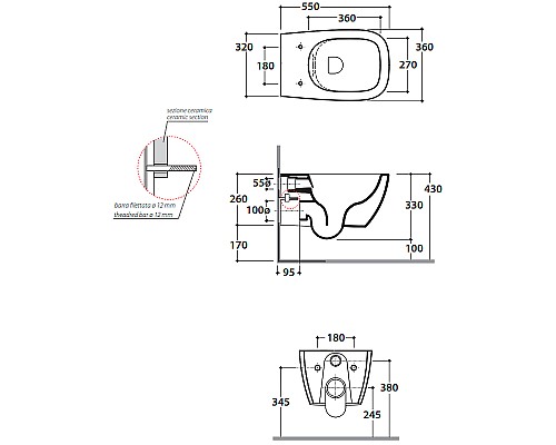 Унитаз Globo Genesis GNS02.BI подвесной без сиденья