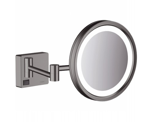 Косметическое зеркало Hansgrohe AddStoris с подсветкой с увеличением Шлифованный черный хром