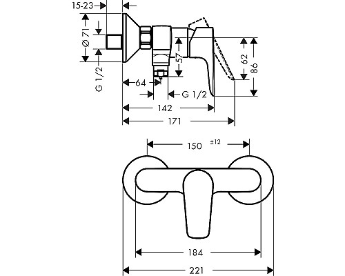 Смеситель для душа Hansgrohe Talis E 71760340 Шлифованный черный хром