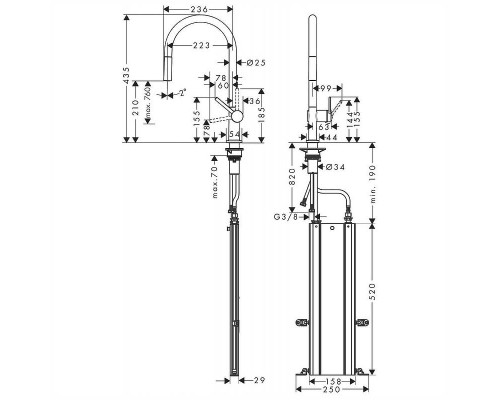 Смеситель для кухни Hansgrohe Talis M54 210 72800670 Черный матовый