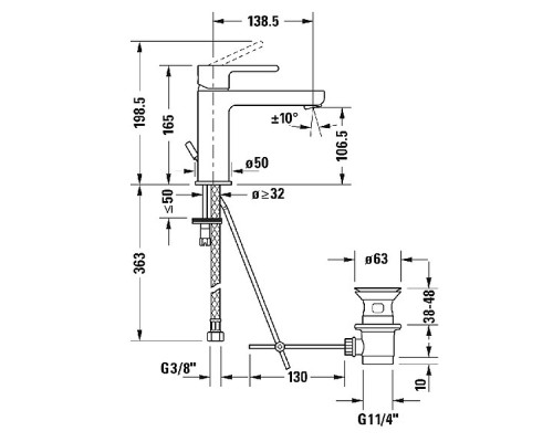 Смеситель для раковины Duravit B.2 Хром