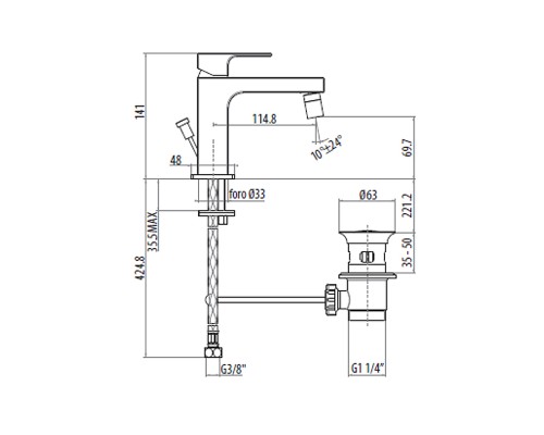 Смеситель для биде Gattoni Kubik 2563/25C0 Хром