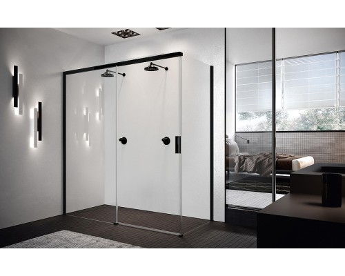 Душевая дверь Novellini Opera 120 L OPEPH119S-1H профиль Черный матовый стекло прозрачное