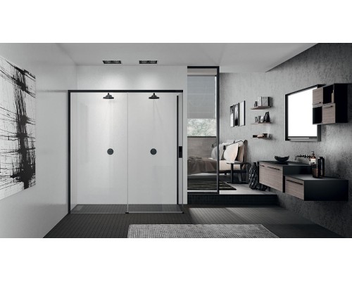 Душевая дверь Novellini Opera 120 L OPEPH119S-1H профиль Черный матовый стекло прозрачное