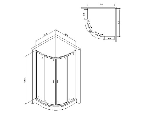 Душевой уголок AM.PM X-Joy Twin Slide 90х90 W88G-205-090MT64 профиль Хром матовый стекло прозрачное
