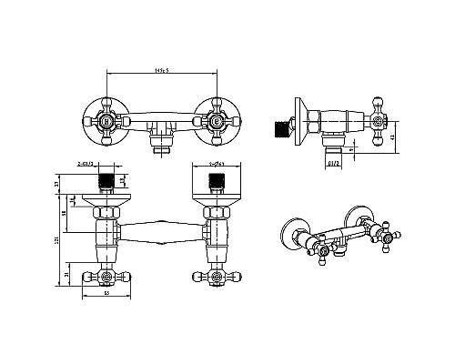 Смеситель для душа Boheme Royal Cristal 274-Royal/CRST Black Хром