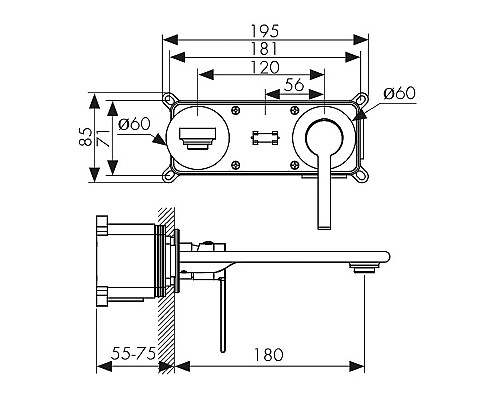 Смеситель для раковины Kaiser Serio 05511-9 Черный матовый