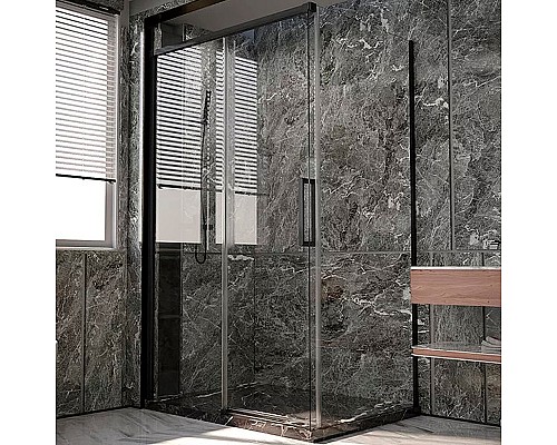 Душевая стенка Veconi Premium Trento SP-40B 80 SP40-B-80-01-C4 профиль Черный матовый стекло прозрачное