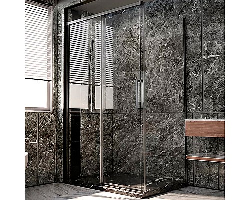 Душевая стенка Veconi Premium Trento PTD-40GR 90 SP40-GR-90-01-C4 профиль Брашированный графит стекло прозрачное