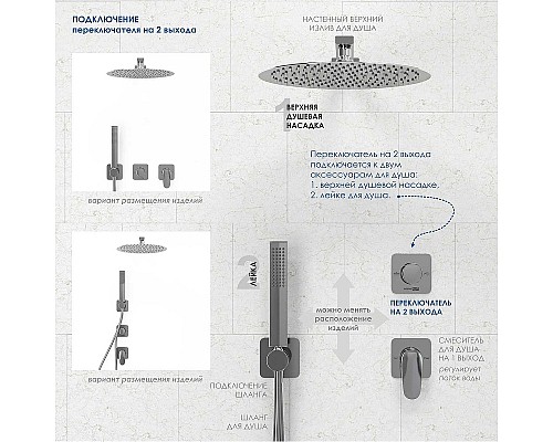 Переключатель потоков WasserKRAFT Tauber A296 Никель