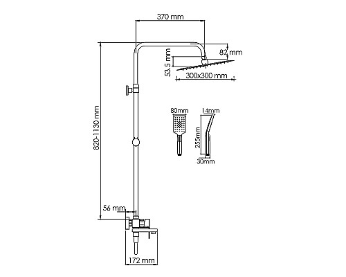 Душевая система WasserKRAFT Abens A277.162.130.BM Черная матовая