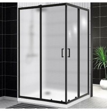 Душевой уголок BelBagno Uno 120х90 профиль Черный матовый стекло рифленое
