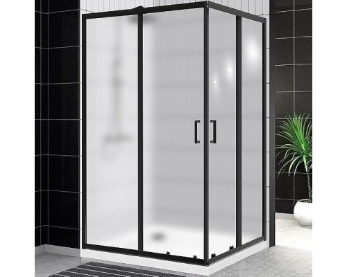 Душевой уголок BelBagno Uno 120х90 UNO-195-AH-2-120/90-P-NERO профиль Черный матовый стекло рифленое