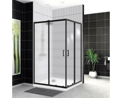 Душевой уголок BelBagno Uno 120х90 UNO-195-AH-2-120/90-P-NERO профиль Черный матовый стекло рифленое
