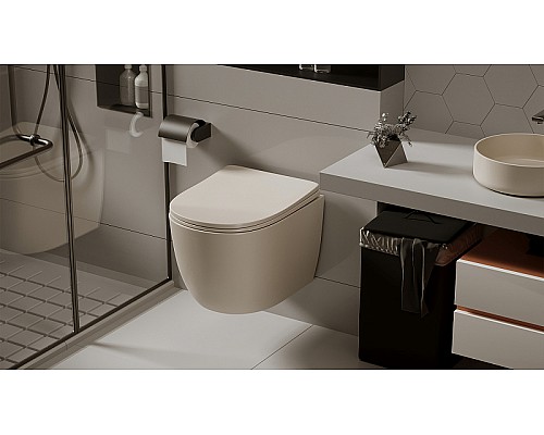 Унитаз Abber Bequem AC1101MBE подвесной Бежевый матовый с сиденьем Микролифт