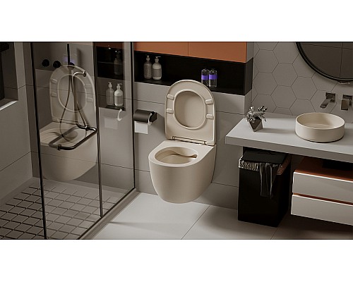 Унитаз Abber Bequem AC1101MBE подвесной Бежевый матовый с сиденьем Микролифт