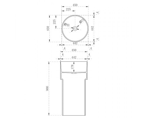 Раковина Abber Kristall 45 AT2701Aquamarin Бирюзовая