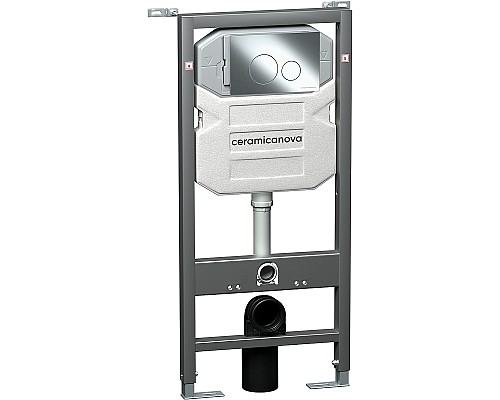 Комплект унитаза с инсталляцией Ceramicanova Metropol CN4002_1001CH_1000 с сиденьем Микролифт и клавишей смыва Хром глянцевый