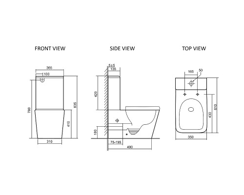 Унитаз компакт SantiLine SL-5028MB Черный матовый с бачком и сиденьем Микролифт