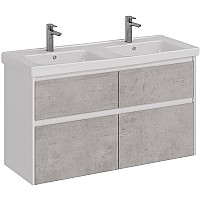 Тумба под раковину Lemark Combi 125 LM03C125T-Beton подвесная Бетон Белый глянец