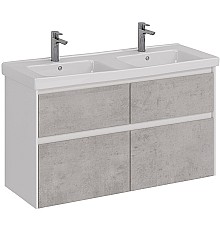Тумба под раковину Lemark Combi 125 LM03C125T-Beton подвесная Бетон Белый глянец