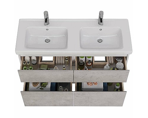 Тумба под раковину Lemark Combi 125 LM03C125T-Beton подвесная Бетон Белый глянец Тумба под раковину Lemark Combi 125 LM03C125T-Beton подвесная Бетон Белый глянец