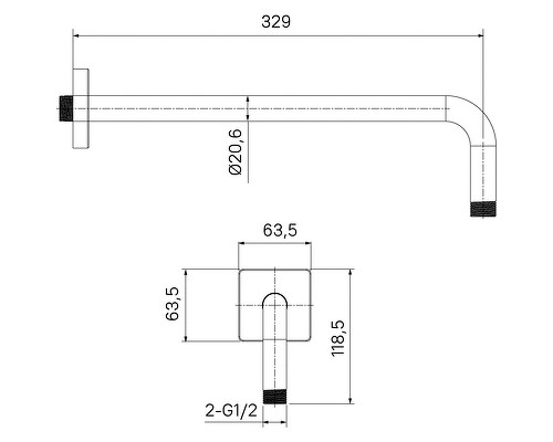 Кронштейн для верхнего душа Iddis Slide SLI39BSi61 Черный матовый