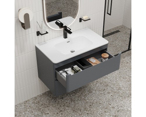 Тумба с раковиной Iddis Edifice 80 EDI80D0i95K подвесная Темно-серая