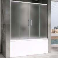 Шторка на ванну Abber Schwarzer Diamant 170х140 профиль Хром стекло матовое