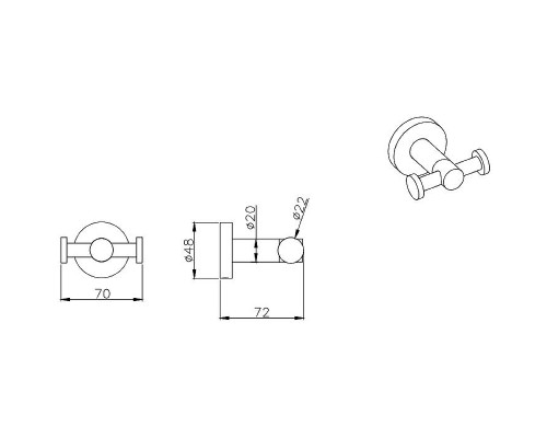 Двойной крючок Aquatek AQ4002CR Хром