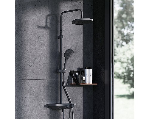 Душевая система Damixa Apollo 947760300 с термостатом Черная матовая