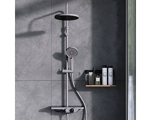 Душевая система Damixa Apollo 947760300 с термостатом Черная матовая