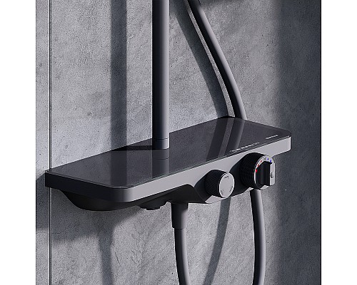 Душевая система Damixa Apollo 947760300 с термостатом Черная матовая