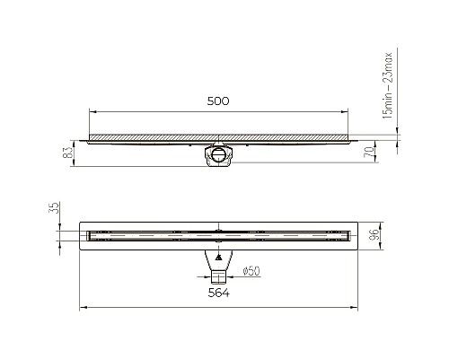 Душевой лоток Paini Slim Line 500 CH500SL с решеткой Хром глянец / под плитку