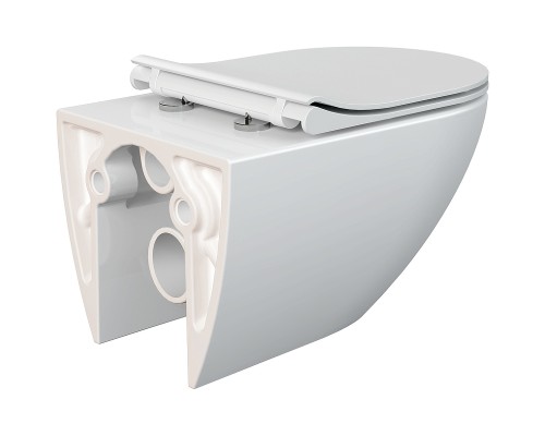 Комплект унитаза Cersanit Sreet Fusion Vortex DPL EO Slim с инсталляцией Vector с сиденьем Микролифт и клавишей смыва Хром глянцевый