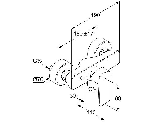 Смеситель для душа Kludi Pure Style 408413975 Черный матовый