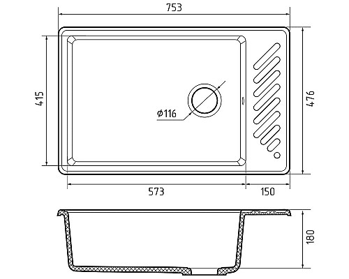 Кухонная мойка GranFest Quarz GF-ZL51 Серая
