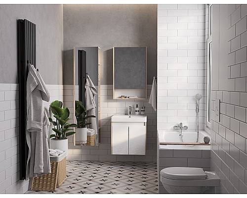 Тумба под раковину Aquaton Сканди Doors 55 1A278801SDB20 Белый глянец, Дуб верона Тумба под раковину Aquaton Сканди Doors 55 1A278801SDB20 Белый глянец, Дуб верона