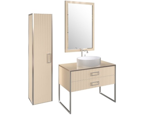 Шкаф пенал Boheme Armadi Art Monaco 35 868-CCR подвесной Капучино глянец Хром