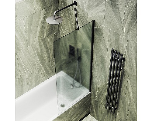 Шторка на ванну Maybah Glass MGV-253-6ш 300x1400 в широком профиле Черный стекло сатиновое