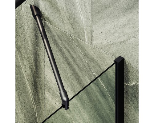 Шторка на ванну Maybah Glass MGV-62-6ш 400x1400 в широком профиле Черный стекло прозрачное