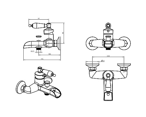 Смеситель для ванны Boheme Vogue 223-MR-V Хром