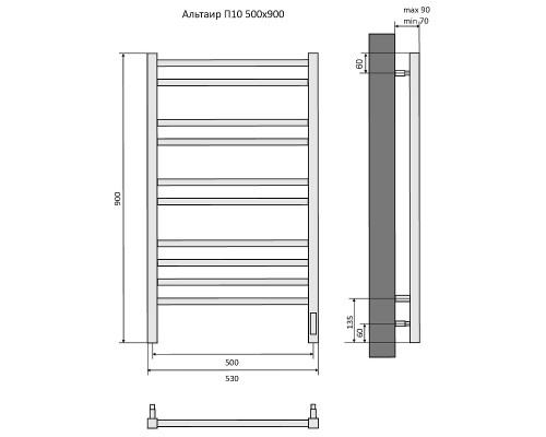 Электрический полотенцесушитель Aquatek Альтаир П10 500x900 AQ EL KP1090CH Хром