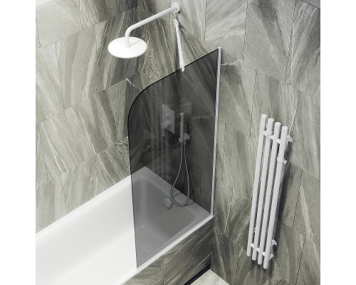 Шторка на ванну Maybah Glass MGV-140-1у 540x1400 в узком профиле Белый стекло графитовое