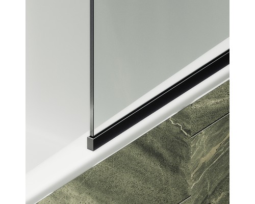 Шторка на ванну Maybah Glass MGV-59-6у 600x1400 в узком профиле Черный стекло прозрачное