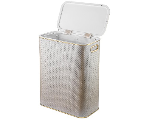 Корзина для белья Geralis PLG-B Punto Бежевая, кант Золото, стандартная