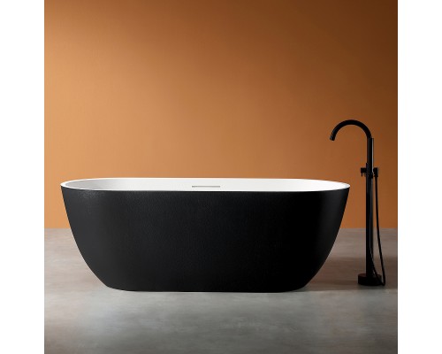 Ванна из искусственного камня Abber Frankfurt 170x75 AM9941BW Черно-белая матовая без гидромассажа