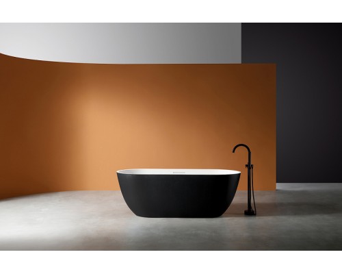 Ванна из искусственного камня Abber Frankfurt 170x75 AM9941BW Черно-белая матовая без гидромассажа